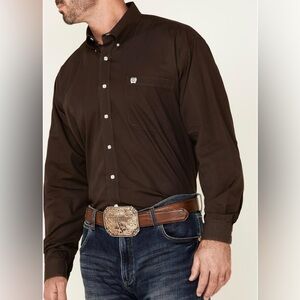 Men's Long-Sleeve Brown Western Shirt